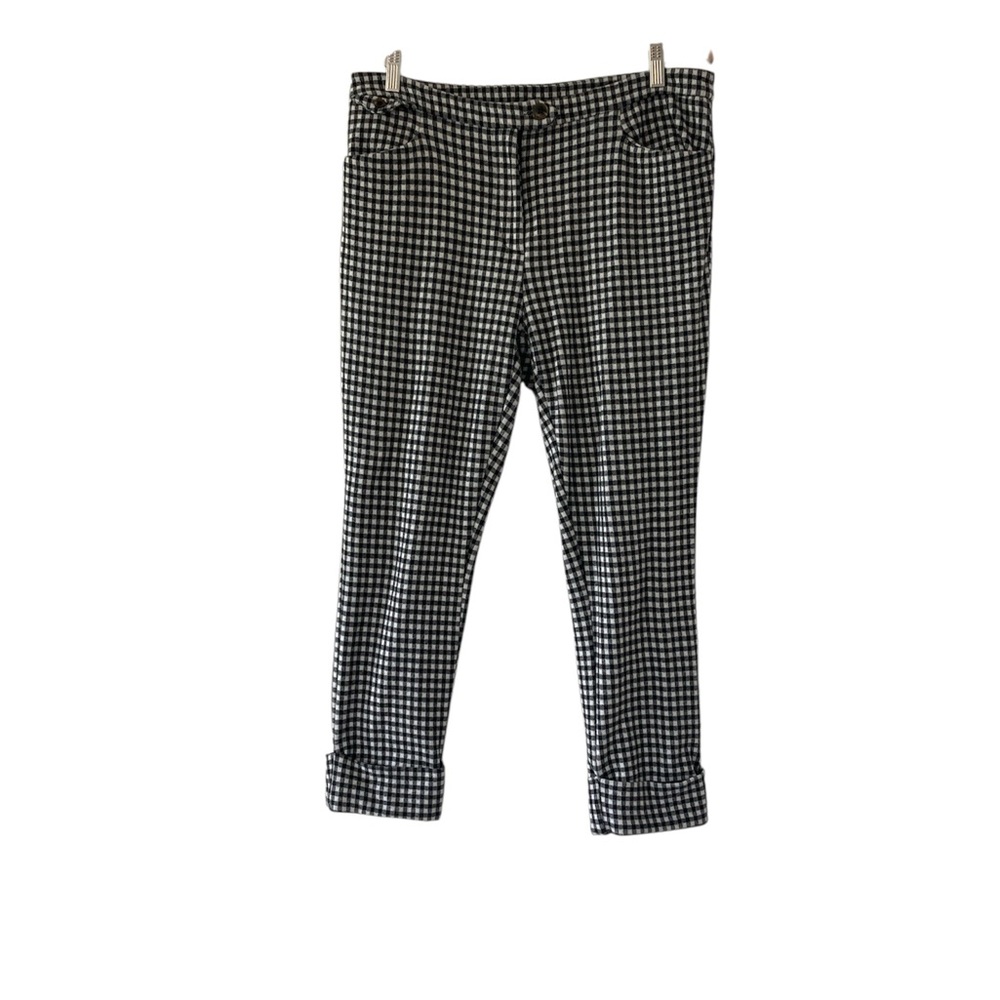 Anthropologie Black and White Checkered Cropped Pants